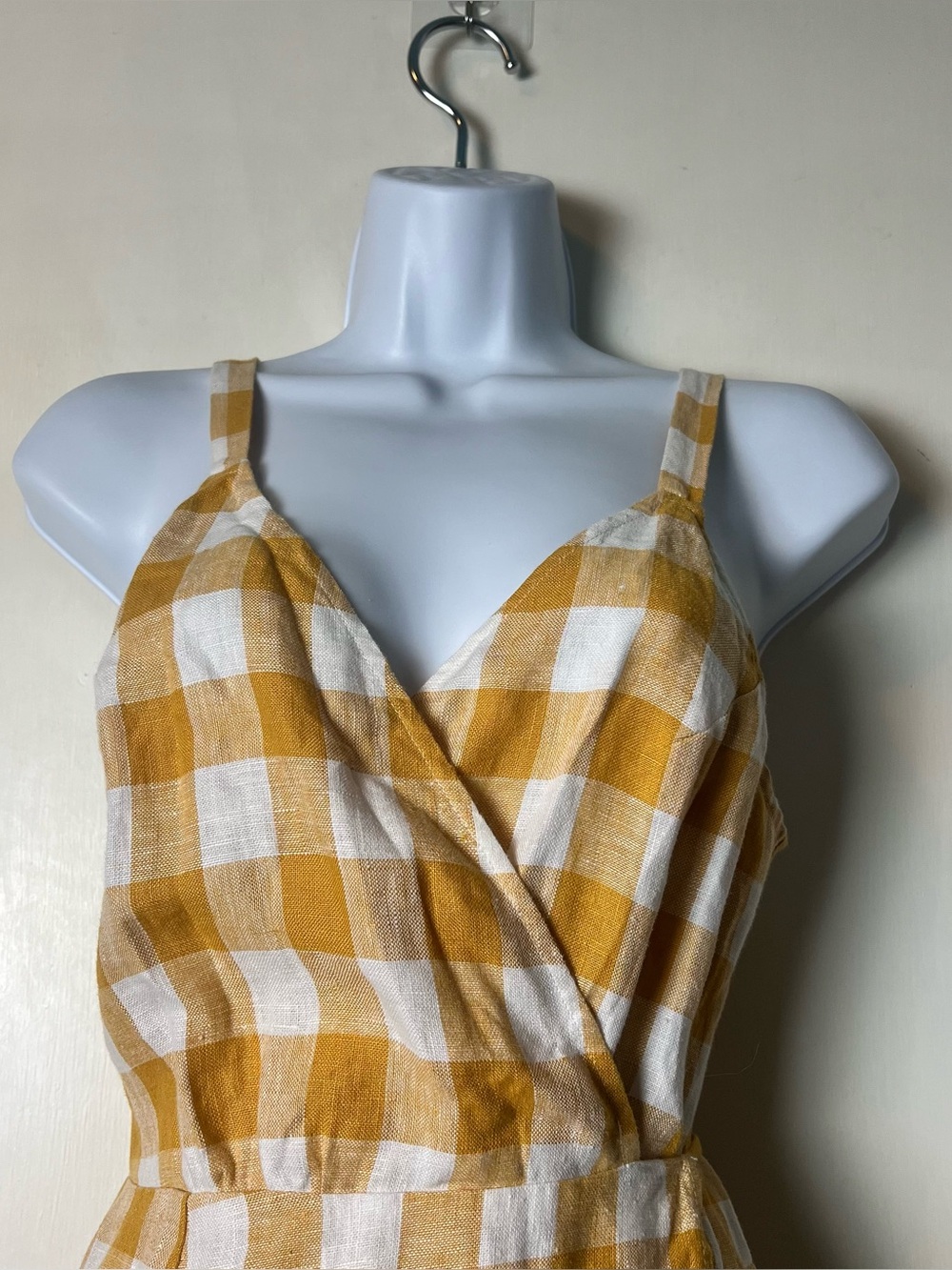 Reformation Beverley Gingham Linen V-Neck Wrap Midi Sun Dress Sz S - Picture 5 of 8